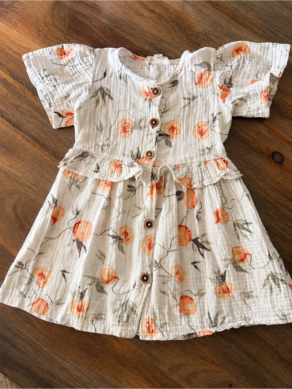 Jessica Simpson Girls 24M Peach Floral Muslin Gauze Ruffle Dress